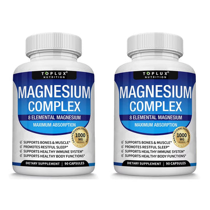 Magnesium Complex Supplement 8 Elemental 1000Mg - Magnesium Glycinate, Citrate, Malate, Taurate for Bones, Muscles, Energy